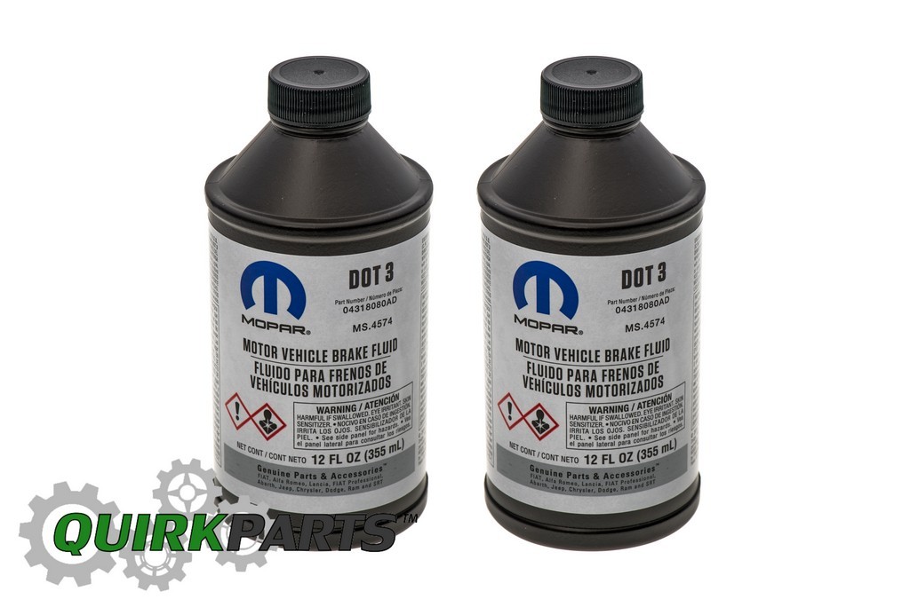 TWO 12OZ CHRYSLER JEEP DODGE RAM BRAKE FLUID DOT 3 (2BOTTLES) MOPAR