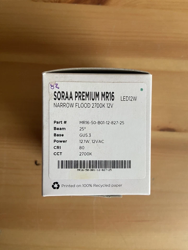 SORAA PREMIUM MR16 12.1 W LED 25° Narrow Flood 2700K Bulb CRI 80 - Image 2 of 4