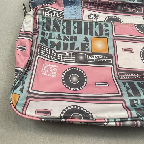Harajuku Lovers Crossbody Bag Satchel Tote Say Cheese Flash A Smile Camera Blue - Picture 11 of 24