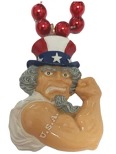 Uncle Sam USA Red White Blue Mardi Gras Beads Necklace Party Favor July 4th