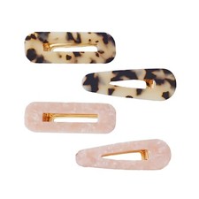 Resin Tortoise Leopard Print Hair Clips and Barrettes - 4 Pack Women's Acces...