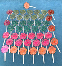 Lot of 48 Palm Leaf & Hibiscus Deco Party Pic...