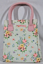 LONGABERGER HOMESTEAD LADIES PINK /GREEN FLORAL HANDLED TOTE BAG 13.5" TALL NEW