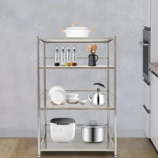 4-Tier Stainless Steel Organizer Rack Adjustable Storage Shelves Kitchen Rack