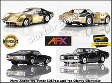 New AFX '69 Astro Vette LMP12 Gold/Black & '72 Chevelle SS 454 Mega G+ Fits AW