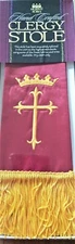  Red Empress Satin Pulpit Stole with Symbol for Clergy from Murphy