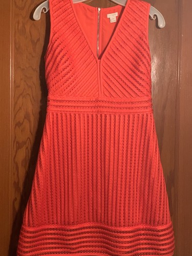 J. CREW Dress Striped Eyelet Red 