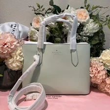 KATE SPADE Triple Compartment Leather HARPER Satchel w/Crossbody ~ Light Green