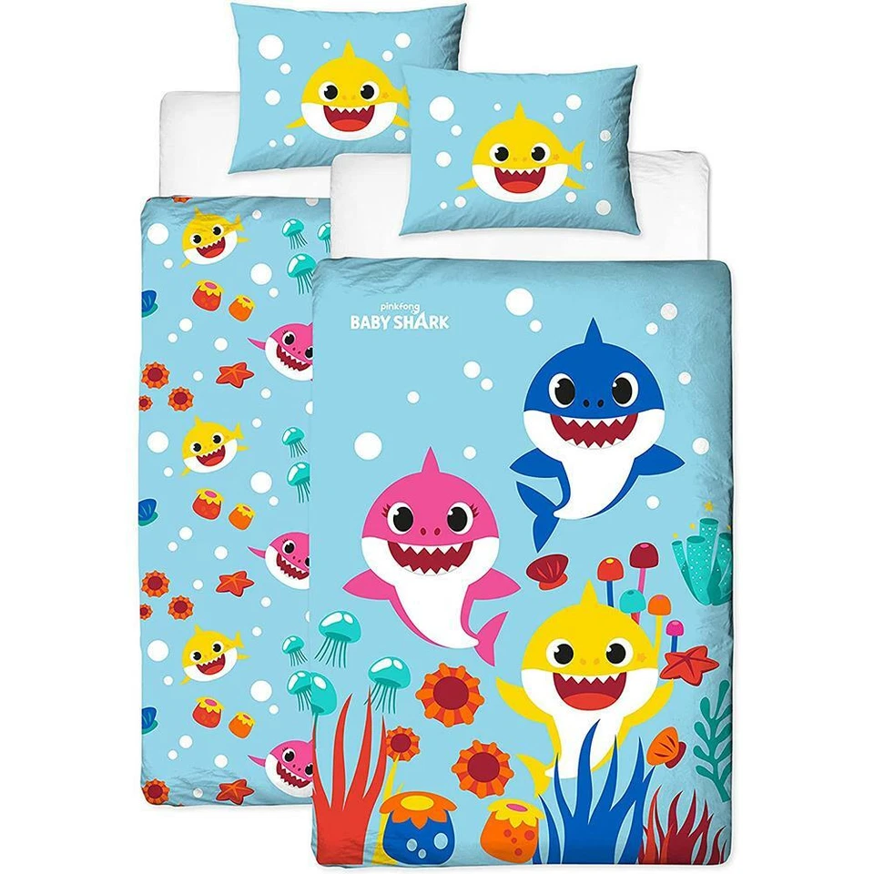 Funda nórdica individual y funda de almohada para bebé tiburón arco iris niños niñas ropa de cama oficial Foto 4 de 4