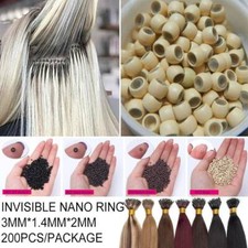 Silicone Line Nano Rings/Beads Hair Extensions 200-1000PCS Black Brown Blonde US