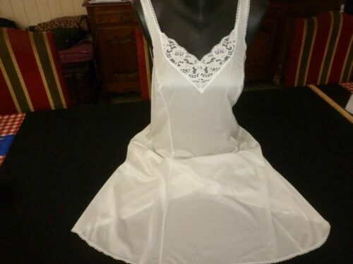 Jupon Vintage En Dentelle Et Nylon - Taille élastique 48/50/52, Longueur 45 Cm, Blanc