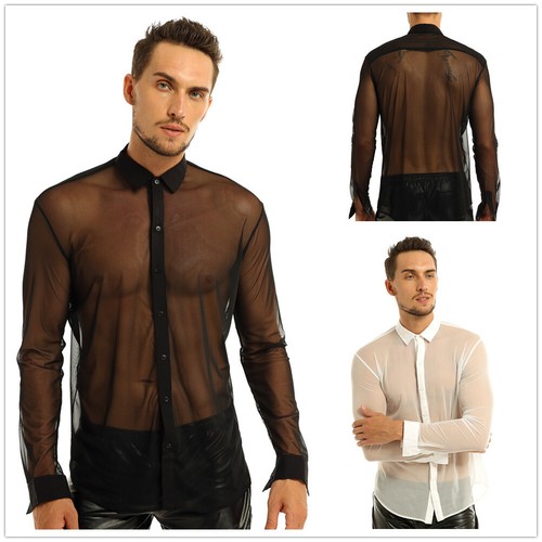 Mens Mesh Transparent T Shirt Casual 