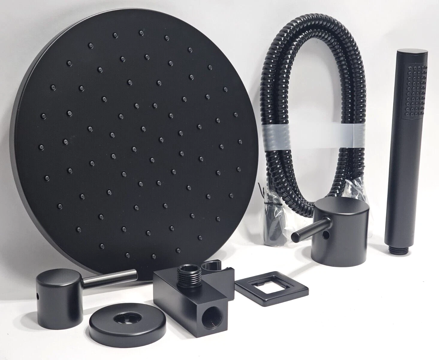 MATE BLACK ROUND SAUSET SET 10" RAIN FALL ROUND SHOWER HEAD W/ HANDHELD SPRAY
