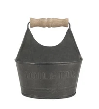 Small Gray Colonial Tin Works Toiletries Bathroom Caddy 450156 Metal With Wooden