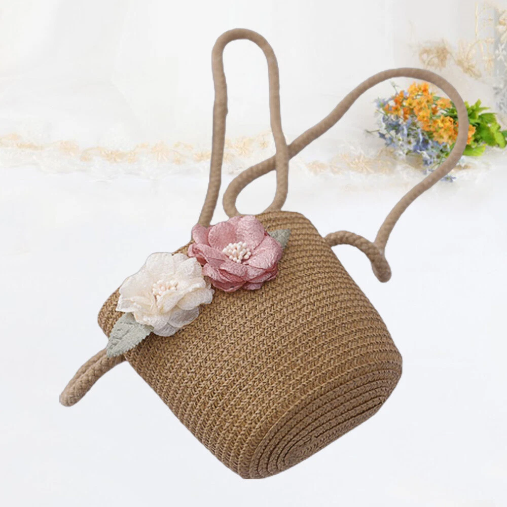 Kids straw beach bag sales