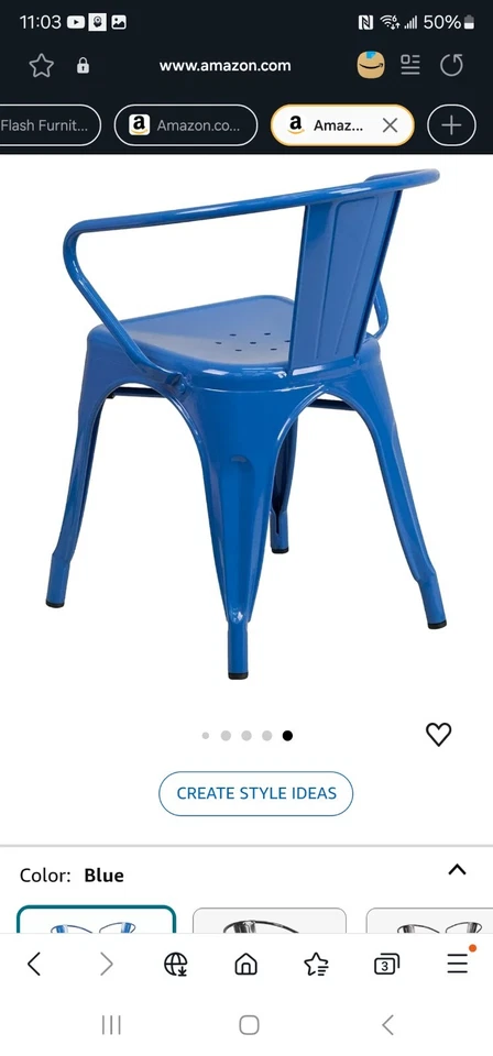 Flash Furniture Roy Commercial Grade 4 Pack Blue Metal Indoor-Outdoor Chair Foto 3 de 4