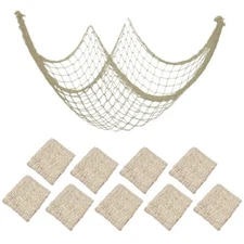 10 Pieces Natural Fish Net Ocean Themed Wall Hangings Party Decor Decoration ...