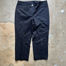 St. John Black Dress Pants Pleated Ankle Trousers Crop Women  s Size 10 - 32x22