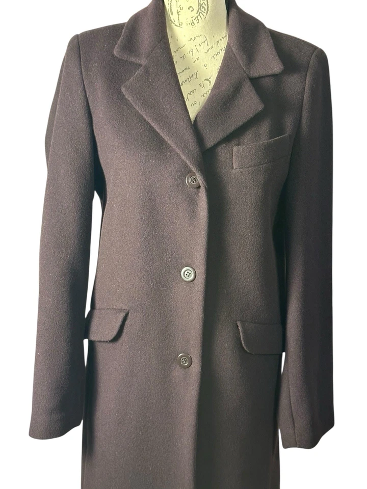 Abrigo Hennes Mujer Lana y Cachemira Botón Frontal Forrado Bolsillos Talla 8 Foto 2 de 4