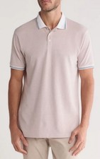 Image of Cactus Man Ricky Shingh Men's Short Sleeve Tipped Polo In Birch Heather Small