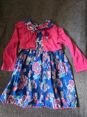 Monsoon Mädchen Blumen Kleid & Cardigan Set 18-24 Monate Rosa Blau Partykleid