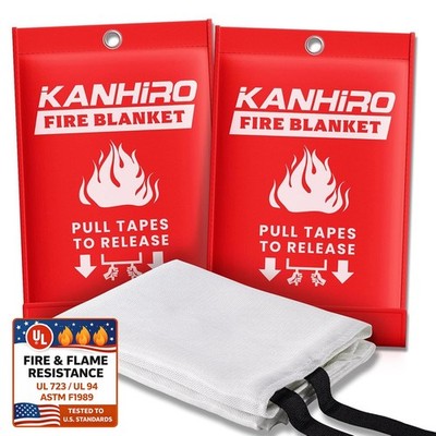 Fire Blanket Emergency for Home Kitchen - Fiberglass Fire Suppression Blanket...