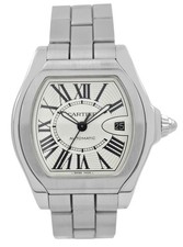 Cartier Roadster 3312 W6206017 Silver Roman Dial Date Steel 41MM Men's Automatic