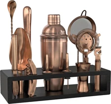 13Pc Matte Copper Bartender Kit Stainless Steel Cocktail Shaker Set Tools Gift