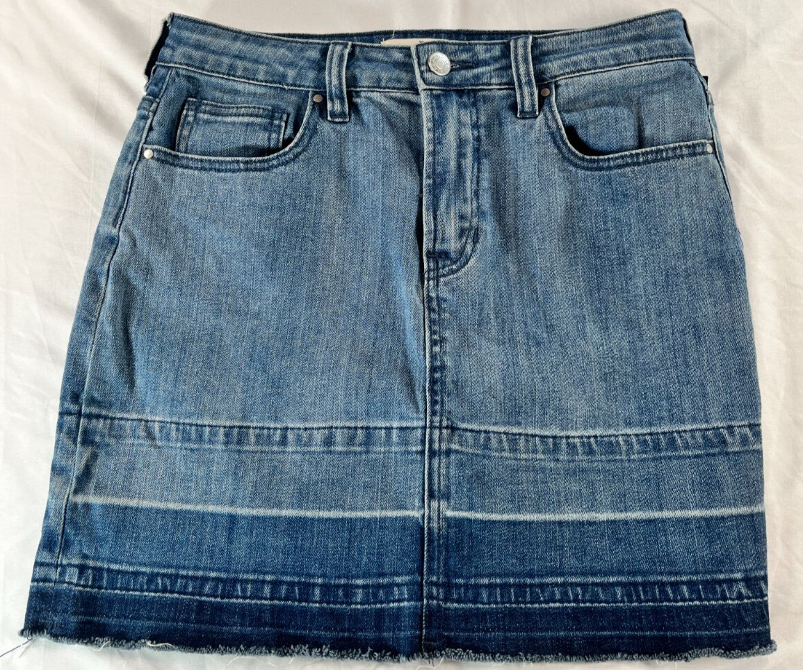 Pacusn Mini Skirt Womens Size 26 Blue Denim Frayed Hem Cutoff
