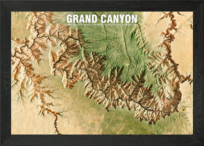 Grand Canyon relief map Framed Wall Art Poster Canvas Print Picture