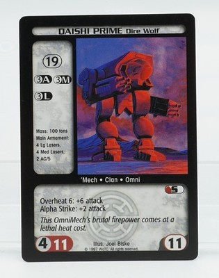 BattleTech CCG Trading Card Game Daishi Prime Dire Wolf Vintage Einzelkarte