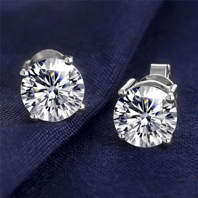 Runde im Labor gezüchtete Diamant Ohrstecker in Weißgold 1,00 kt D/VVS Luxus Geschenk