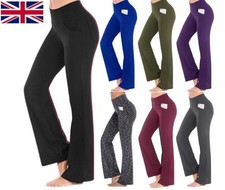 Ladies HIGH WAIST Pocket Leggings Yoga Pants Joggers Gym SportS Trousers Size UK