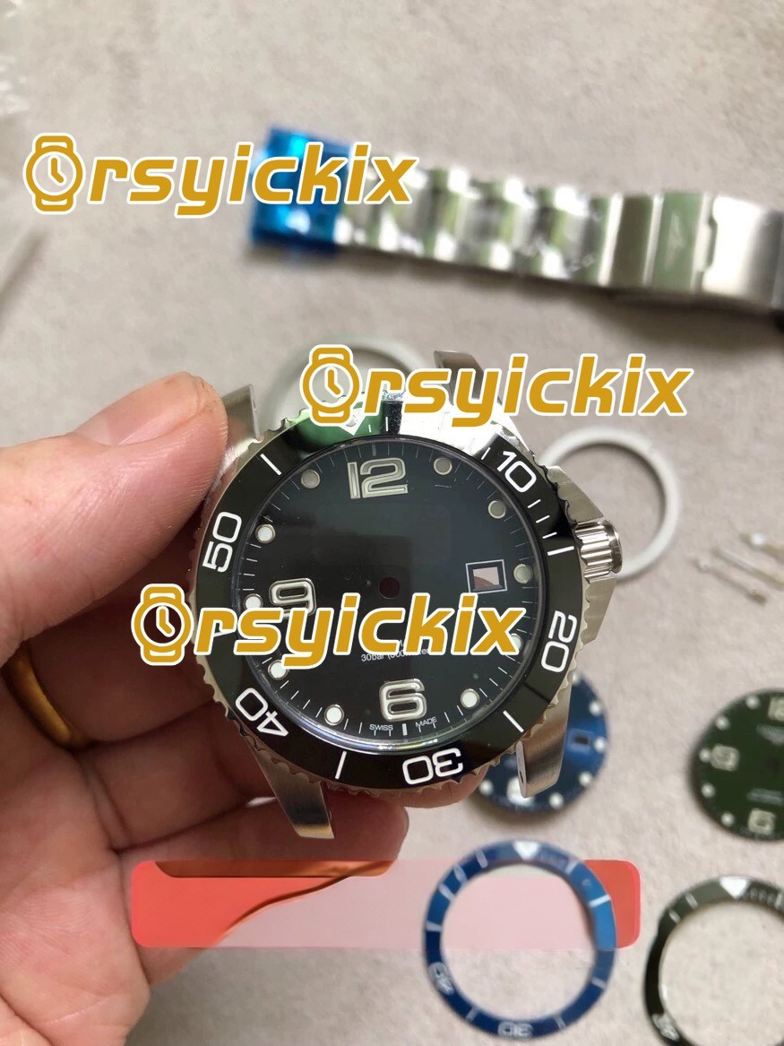 DIY SET for Longines 2824 watch case + dial + hands + Strap sapphire 41mm