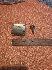 Vintage Square Yale Brass Lock+Key for Cylinder Cabinet/ Drawer
