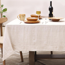 100 Pure Linen Tablecloth for Rectangle Tables, Washable Linen Table Cloth for