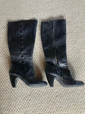 Crown Vintage tall black button boots with heel