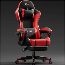 Ergonomic Gaming Chair with Footrest, 360° Swivel Computer Chair with Headrest