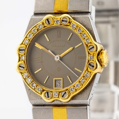 Chopard St. Moritz Uhr Ref. 8024 18K Gelbgold Stahl Diamanten Quarz 24mm mit Box