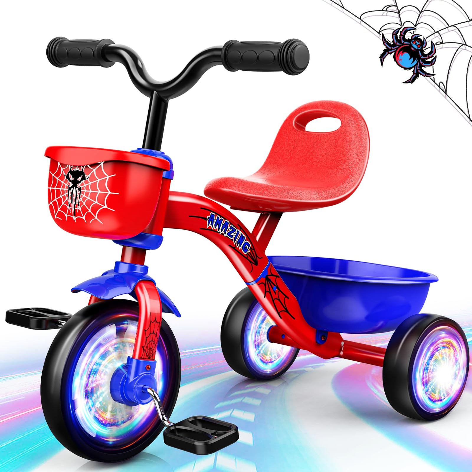Tricycle for Toddlers 1-3 3-5 Year Olds, Spider Toddler Bike Baby Balance Bik...