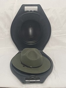 Stratton Self Forming FELT Campaign Hat Green WITH Hat Trap Carry Case SIZE 7