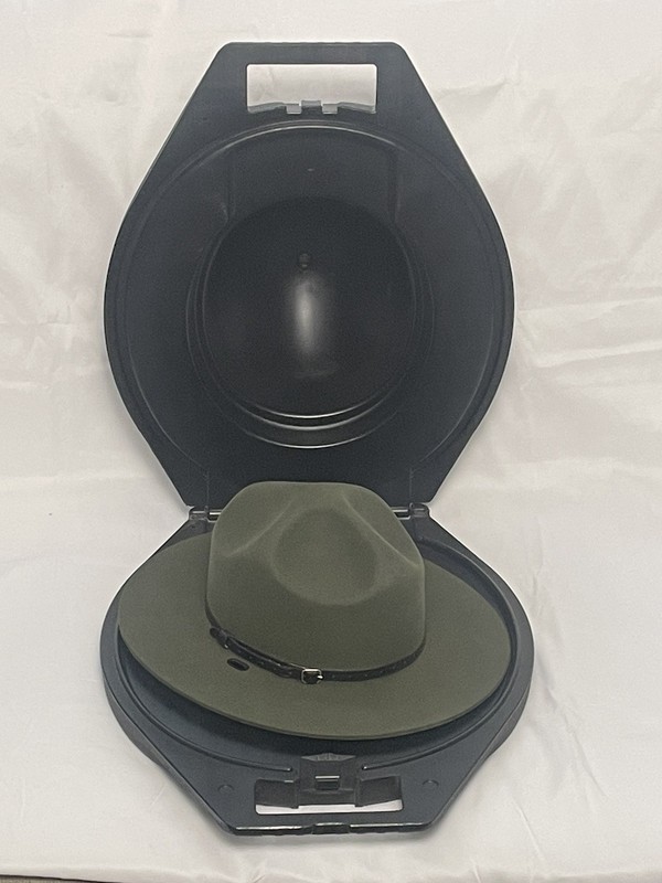 Stratton Self Forming FELT Campaign Hat Green WITH Hat Trap Carry Case SIZE 7