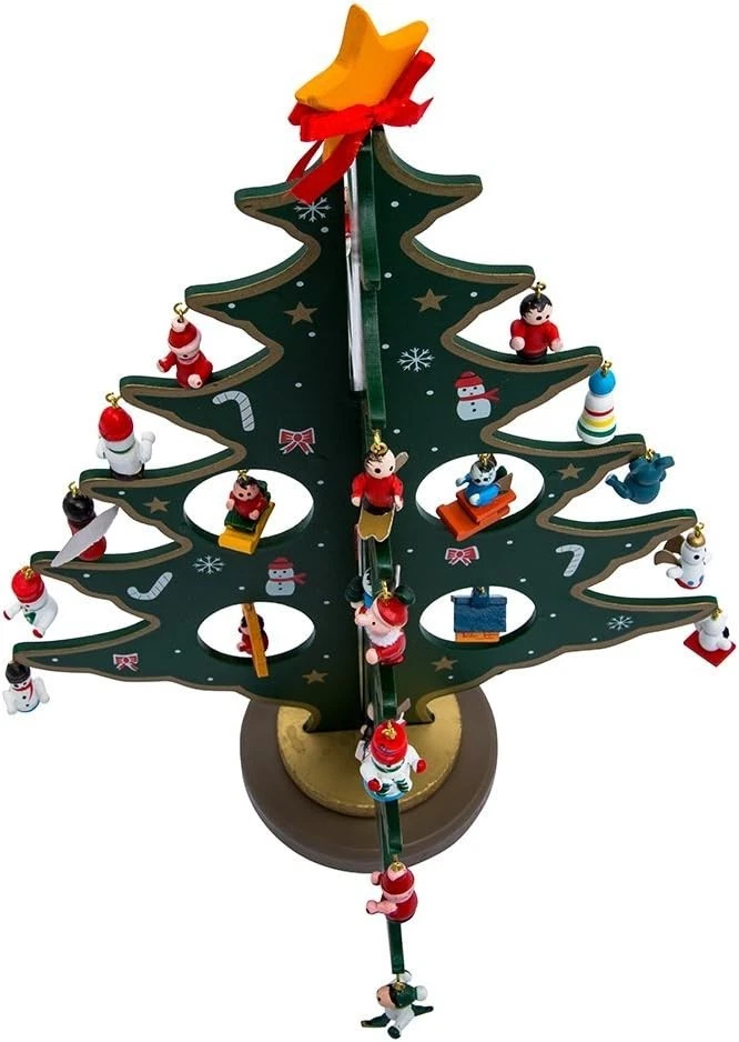 Kurt Adler Calendario de Adviento Árbol de Navidad con 24 Adornos de Madera en Miniatura, Mu Foto 3 de 4