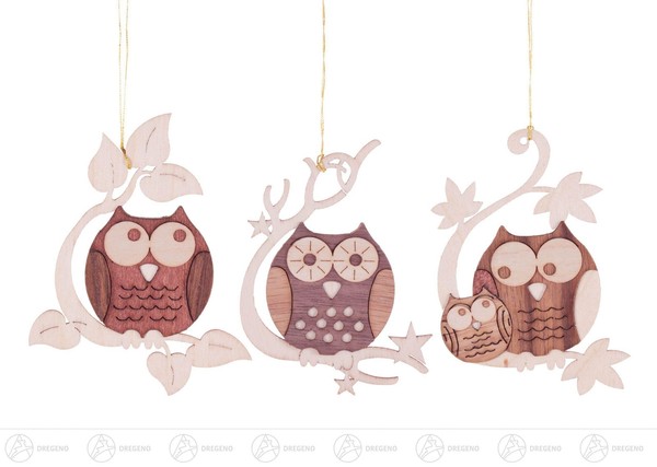 Baumschmuck Behang Eulen (6) H=Ca 8 Cm Neu Erzgebirge Christbaumschmuck-image