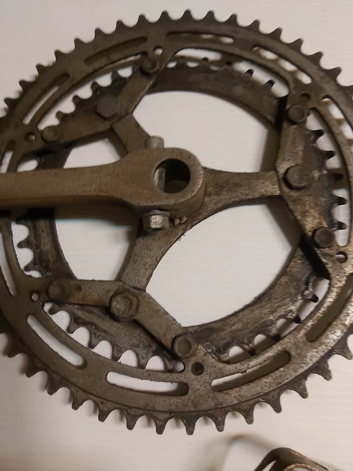 Guarnitura e Pedali Bici Corsa Vintage D'epoca x Bianchi Legnano Atala... - Immagine 2 di 4