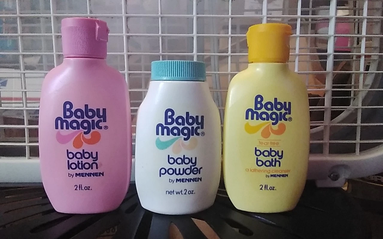 Vtg Baby Magic by Mennen 2 Oz Travel Embossed Bottles
Opens in a new window or tab
