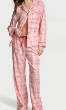 Victoria  s Secret Cotton Long Flannel Pajama Pj Set Size Small Short New 2025