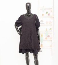 EWA I WALLA Dress Black Layered Cotton Stitched A-Line Voluminous Cottage Core M