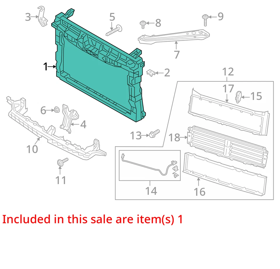 Soporte radiador delantero Volkswagen Jetta 2019-2025 OEM 17A805588E *NOTA* Foto 3 de 4