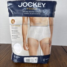 Jockey Pouch H-Fly Full-Rise Briefs 3 Pack Mens XXL White Cotton Stretch 001145